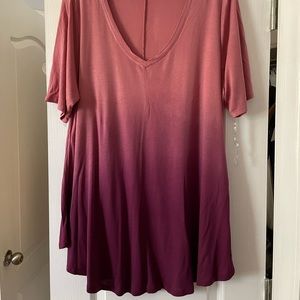 Lane Bryant v-neck swing top in pink ombré
